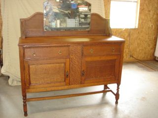 Antique Oak Buffet Sideboard Quartersawn Tiger Oak 1920s Original 