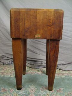 Vintage 1930s Antique Labeled Bally Butcher Block Table Junior 18x18 