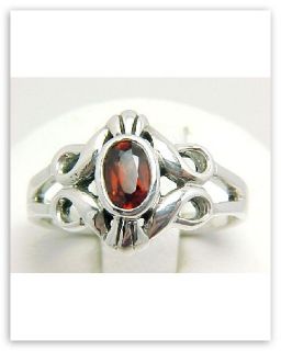 Antique Style Garnet Ring Sterling Silver Size 6