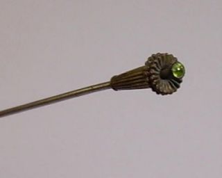 vintage antique victorian hat pin with green stone