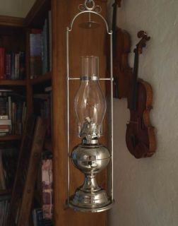 Antique Reproduction Hanging Nickel Kerosene Oil Lamp Boat Gift Divine 