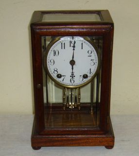   Glass Tuxford Faux Mercury Crystal Regulator Mantel Clock