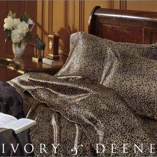 Luxury Leopard Queen Size Satin Silk Bed Sheet Set Animal Safari Print 