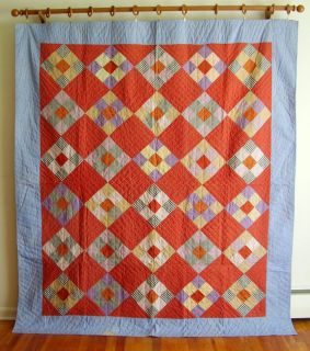 Antique Quilt Country Patchwork 9 Patch c1930 Pennsylvania Handmade 