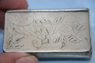 Antique Engraved Silver Plated Snuff Box Unusual Hallmarks