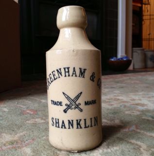 Antique Stoneware RARE Ginger Beer Bottle Greenham Co Shanklin CA 1900 