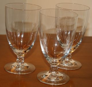 Fostoria Vintage Antique Wine Glasses Cut Patterns   Set of 3