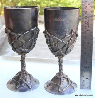 Vintage Antique Sterling Silver Wine Glasses Cup Goblet