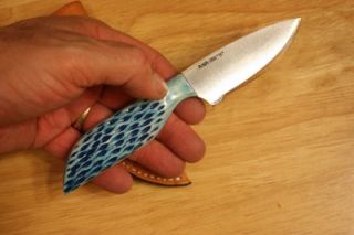 ANZA 2011 BLUE ICE KNIFE W/ JIGGED BONE HANDLE Made in the USA
