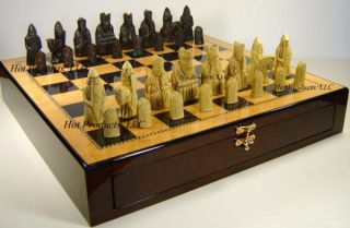 Isle of Lewis Chess Set Large 20 Storage Board New