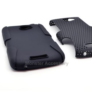 Black Apex Hybrid Gel Hard Case Cover for HTC One s Ville T Mobile 