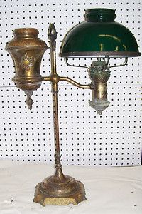 Antique Brass Student Desk Lamp All Original 1800S