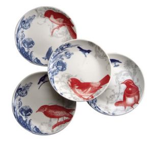 Red White Blue Bird Appetizer Plates s 4 Cocktail Robin
