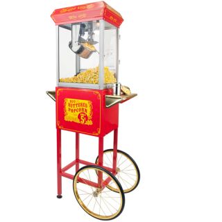   4oz Red Popcorn Popper Machine Maker Cart Vintage Style  FT454CR