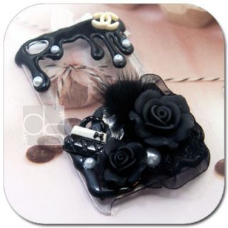 Black Rose Deco Hard Skin Case for Apple iPod Touch 4G 4th Generation 