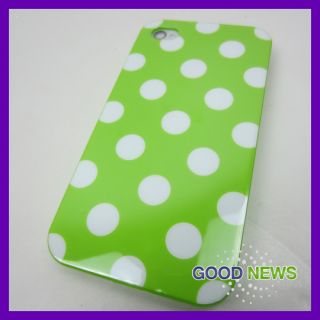 Sprint Verizon Apple iPhone 4 4S Lime Green Polka Dot TPU Rubber Case 