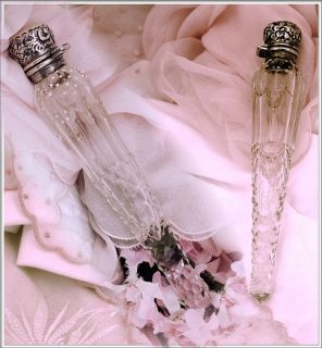 Antique Birmingham Sterling Cut Enamelled Glass Perfume