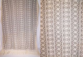 Vintage 1920s Antique Cream Tambour Embroidered Net Lace Bedspread 