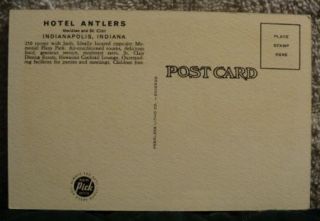 Hotel Antlers Indianapolis, IN Indiana Advertising Post Card