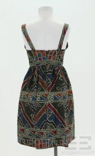 Anna Sui for Anthropologie Black & Multicolor Print Beaded Sleeveless 