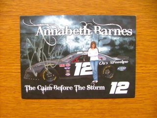 ANNABETH BARNES SIGNED 2011 12 FRANK OZ JEWELERS NASCAR POSTCARD
