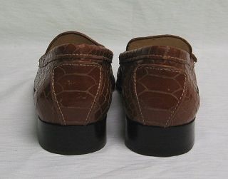 Antonio Melani loafer flat faux croc brown leather slip on 6 M