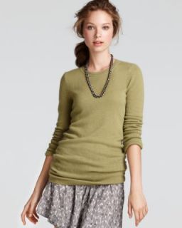 Aqua New Green Cashmere Crew Neck Ruched Long Sleeve Pullover Tunic 