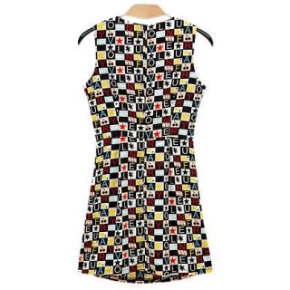 2012 Korean Style U Neckline Letters Printing Slim Sundress Dress s L 