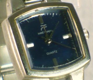 Anne Francis Blue Dial Womens Quartz Dress Watch, Brushed Stainless 