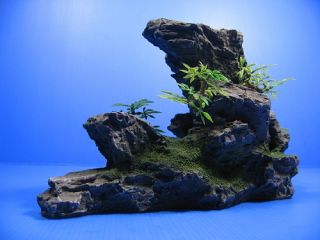 Mountain Aquarium Ornament Tree Rock Cave Stone Decoration Hide Bonsai 
