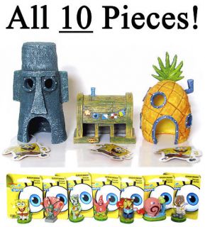 Spongebob Aquarium All 10 Pieces New Toy Character Fish Tank Ornaments 