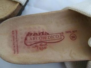 Arcopedico White Ivory Sandals Womens Knit Mesh Cork 38 US 7 Slingback 