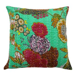   Cushion Cover Indian Kantha Quilted Aqua Pillow Case Throw 16