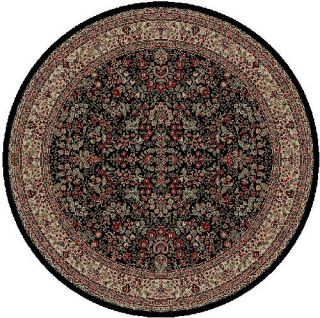 Area Rug 5 Round Black SAROUK Persian Oriental Carpet