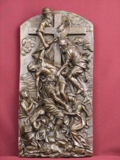 Bronze Sculpture Christ Plaque Relief Religious Highly Detailed Statue 