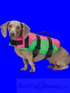 Dog Life Jacket Preserver Vest Safety Pink Green Med
