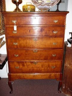 S6 ANTIQUE PERIOD QUEEN ANNE CHERRY CHEST ON FRAME HAND DOVETAILED