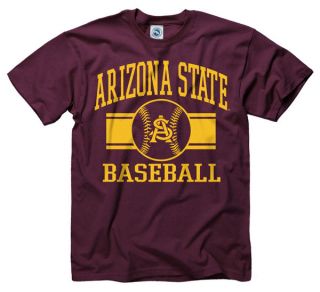 Arizona State Sun Devils Maroon Wide Stripe Baseball T Shirt