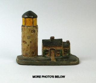 Antique Cast Iron Lighthouse Cape Cod Cottage Doorstop