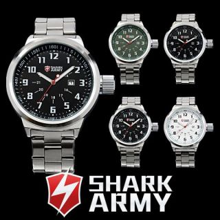 New Shark Army Military Day Analog Quartz Mens Sport Steel Wrist Watch 