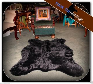 Black Bear Skin Area Rug 5x7 Sheep Deer Throw Bed Spread Carpet Faux 