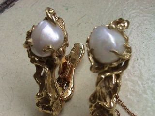 18K Arthur King Vintage Antique Baroque Pearl Cufflinks