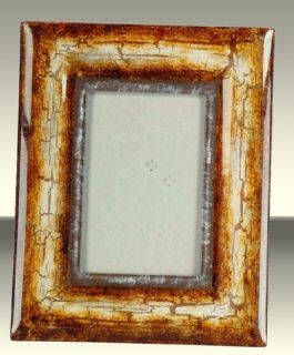 the crackle finish look of this frame evokes antique picture frames 