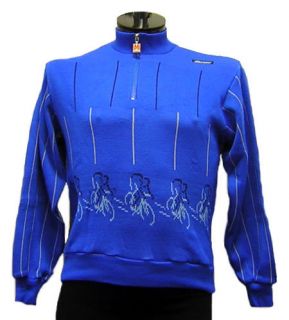Santini Aprica Cycling Sweater Blue Italian Wool
