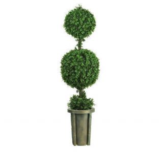 In Outdoor 5ft Silk Leucodendron 2 Ball Topiary Artificial Tree 