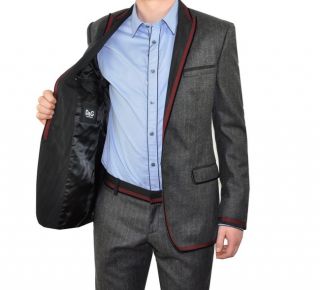 DOLCE & GABBANA Anzug 48 M Suit Repondre Grau Grey Wolle Wool