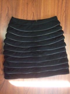 Aryn K Dillards Black Exposed Rear Zipper Pleated Mini Career Skirt Sz 