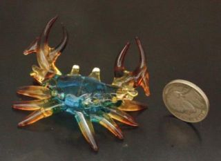 Figurine Miniature Animal Hand Blown Glass Crab Aquarium
