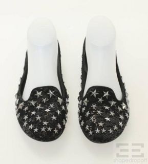 ASH Black Sequined & Silver Star Studded Infini Loafers Size 37