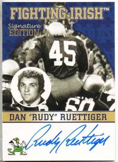 NOTRE DAME TK LEGACY CERT AUTO CARD SIGNED BY RUDY RUETTIGER FI 23